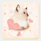 Ik Hou Van Jou Kat Vierkante Sticker (Voorkant)