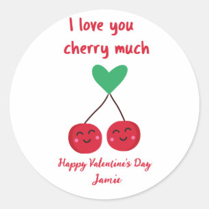 Ik Hou Van Jou Kers Veel Grappige Valentijnsdag Ronde Sticker