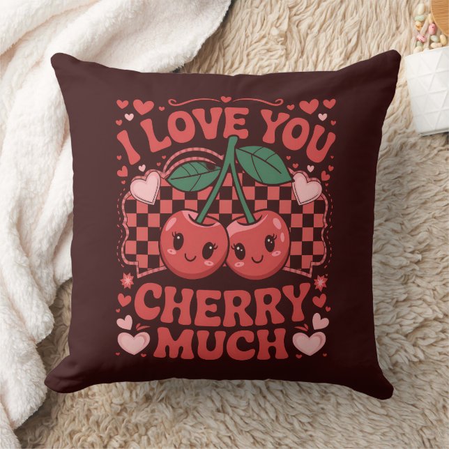 Ik Hou Van Jou Kers Veel Groovy Schattig Fruit Val Kussen (Deken)