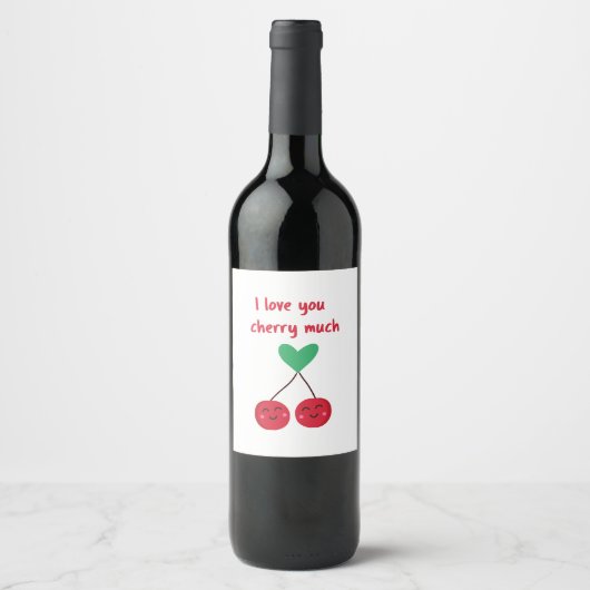 Ik hou van jou kers veel Valentijn Wijn Etiket (Voorkant)