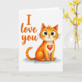 Ik Hou Van Jou Kitty Kat Kaart (Gele Bloem)