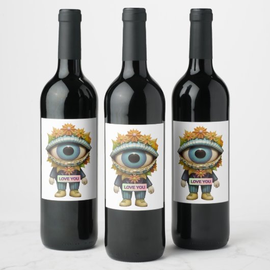 IK HOU VAN JOU-Klein Persoon Design Wijn Etiket (Flessen)