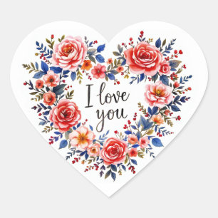 Ik hou van jou, Kleurrijk ontwerp, Hart Sticker