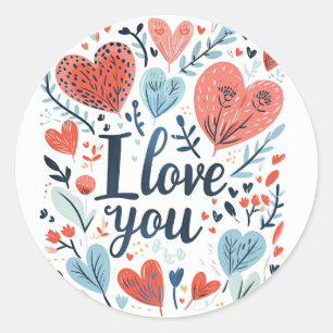 Ik hou van jou kleurrijke bericht ronde sticker