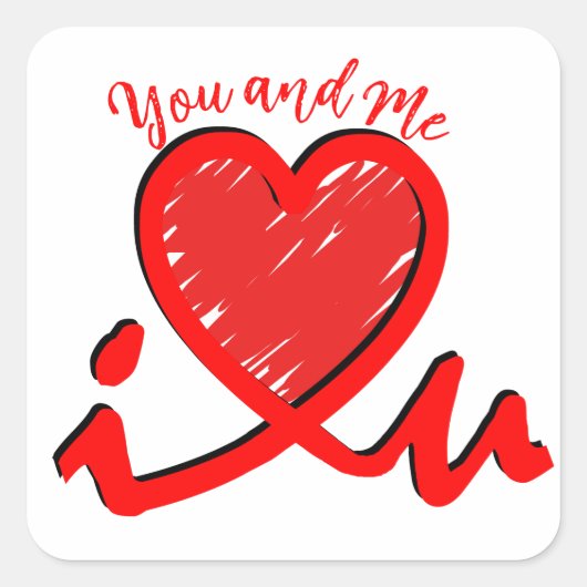 Ik hou van jou - Liefde Vierkante Sticker (Voorkant)