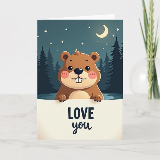 Ik Hou Van Jou Lieve Bever Kaart (Voorkant)