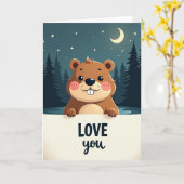 Ik Hou Van Jou Lieve Bever Kaart (Gele Bloem)