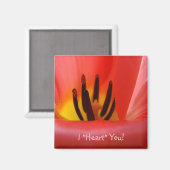 Ik "Hou" van Jou! magneet RODE Tulp Bloemen (Voorkant / Achterkant)