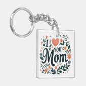 Ik hou van jou mama - Bloemenkrans hart Sleutelhanger (Voorkant Links)