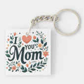 Ik hou van jou mama - Bloemenkrans hart Sleutelhanger (Achterkant)
