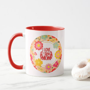 "Ik hou van jou, mama" bloemschildering met waterv Mok