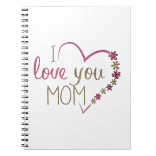 Ik hou van jou Mama Glitter Hart Notitieboek