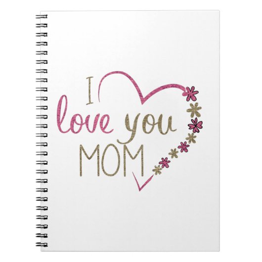 Ik hou van jou Mama Glitter Hart Notitieboek (Voorkant)