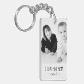 Ik hou van jou mama modern zwart en wit aangepaste sleutelhanger (Voorkant Links)