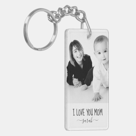 Ik hou van jou mama modern zwart-wit aangepaste fo sleutelhanger (Voorkant Links)