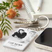 Ik hou van jou mama modern zwart-wit aangepaste fo sleutelhanger (Voorkant Rechts)