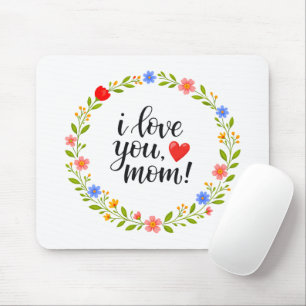 Ik hou van jou mama Moederdag bloem calligrafie Muismat
