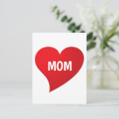 Ik hou van jou mama, rood hart wit briefkaart (Staand voorkant)