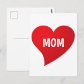 Ik hou van jou mama, rood hart wit briefkaart (Voorkant / Achterkant)