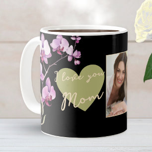 Ik hou van jou mama Zwarte Salie Hart Foto Koffiemok