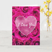 Ik hou van jou met rozen en roze hart groetjes kaart (Gele Bloem)