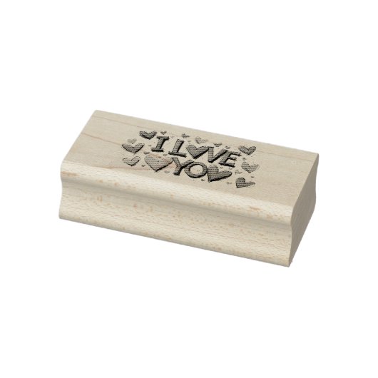 Ik hou van jou met veel harten rubberstempel (Stempel)