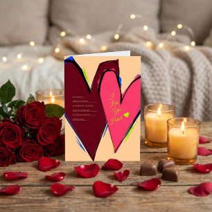 Ik Hou Van Jou Mijn Hart Abstracte Penseelstreek Feestdagenkaart