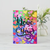 Ik hou van jou modern hart elegant kleurrijk vroli kaart (Staand voorkant)