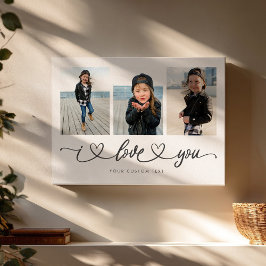 Ik Hou Van Jou Moderne Hart Script Foto Collage Canvas Afdruk