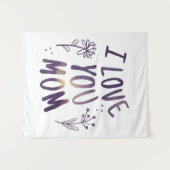 Ik hou van jou Moeder Bloem Moedersdag Cadeau Idee Wandkleed (Voorkant (horizontaal))