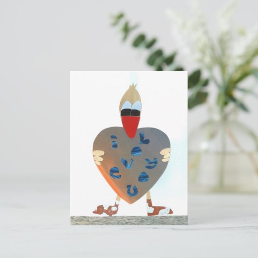 Ik hou van jou moeder dag eend hart met liefde briefkaart (Staand voorkant)