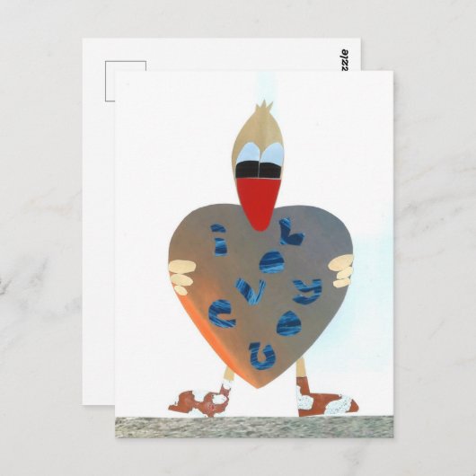 Ik hou van jou moeder dag eend hart met liefde briefkaart (Voorkant / Achterkant)