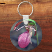 Ik hou van jou Moeder Lady Slipper Bloem  Sleutelhanger (Voorkant)