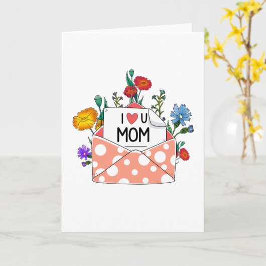 Ik hou van jou Moeder Moederdag kaart (Gele Bloem)