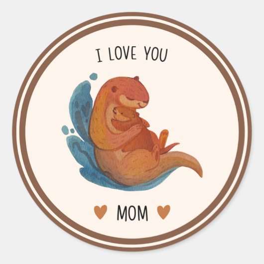 Ik Hou Van Jou Moeder Otter Sticker (Voorkant)