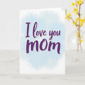 Ik hou van jou Moeder Paarse Script Kaart (Gele Bloem)