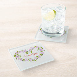 Ik hou van jou Mooie bloemen Glazen Onderzetter