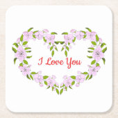 Ik hou van jou Mooie bloemen Kartonnen Onderzetters (Voorkant)