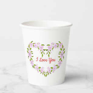 Ik hou van jou Mooie bloemen Papieren Bekers