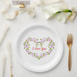 Ik hou van jou Mooie bloemen Papieren Bordje