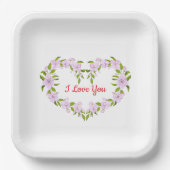 Ik hou van jou Mooie bloemen Papieren Bordje (Voorkant)
