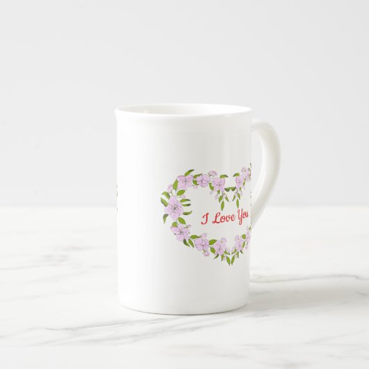 Ik hou van jou Mooie bloemen Porselein Kop (Voorkant rechts)