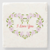 Ik hou van jou Mooie bloemen Stenen Onderzetter (Voorkant)