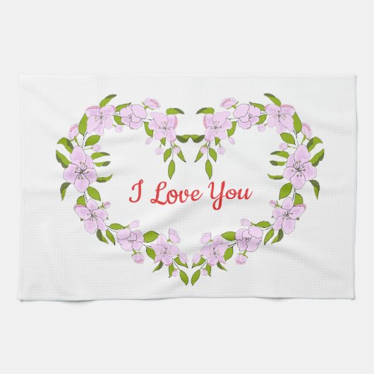 Ik hou van jou Mooie bloemen Theedoek (Horizontaal)