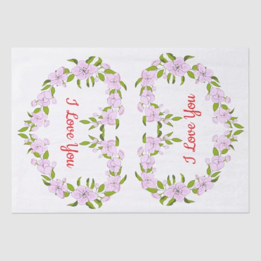 Ik hou van jou Mooie bloemen Tissuepapier (Voorkant)