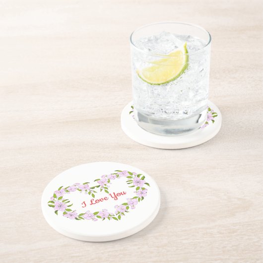 Ik hou van jou Mooie bloemen Zandsteen Onderzetter (Zijkant)