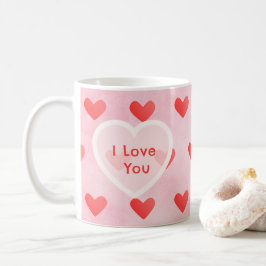 Ik Hou Van Jou Mooie Waterverf Roze Hart Valentijn Koffiemok