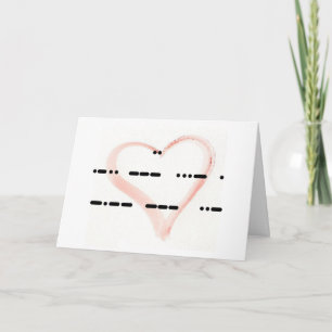 Ik Hou van Jou Morse Code met Watercolor Hart Kaar Kaart