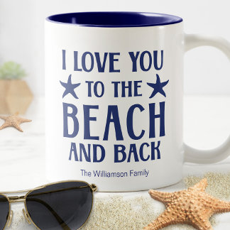 Ik hou van jou naar het strand en terug - Citaat N Tweekleurige Koffiemok