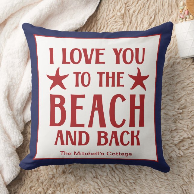 Ik hou van jou naar het strand en terug Kustzomer Kussen (Deken)
